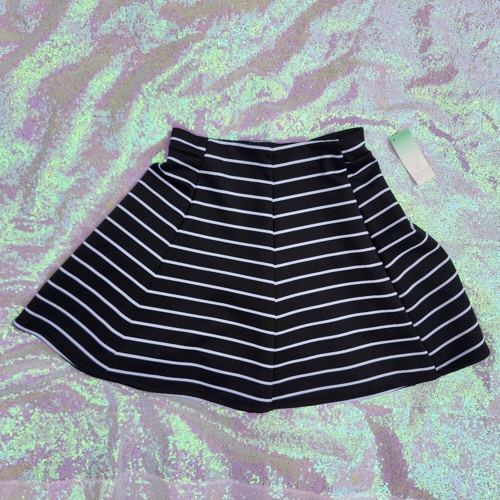 Women's Black White Striped Skirt! NWT!